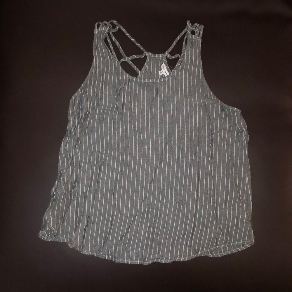 Striped tank top Blouse w/ strappy back straps